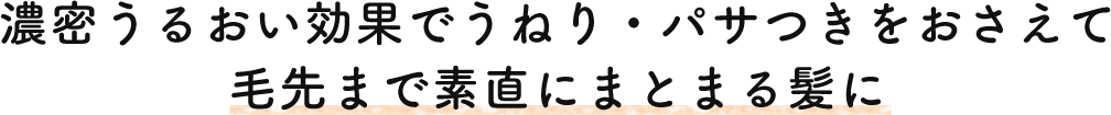 濃密うるおい効果でうねり・パサつきをおさえて 毛先まで素直にまとまる髪に